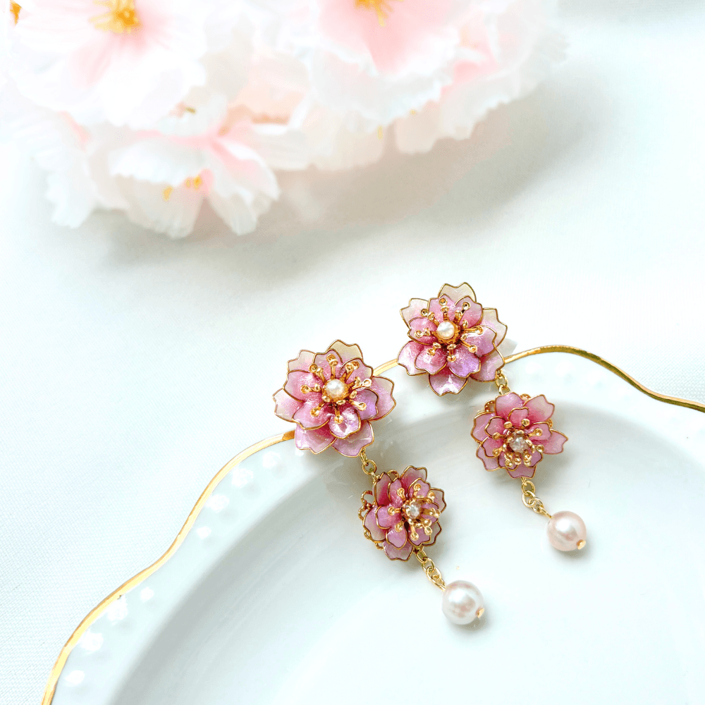 【八重桜】2wayイヤリング 淡水パール ニッケルフリー 金属アレルギー対応 受注生産 春の新作 | 7枚目